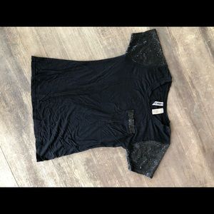 Black t shirt with sequin detail